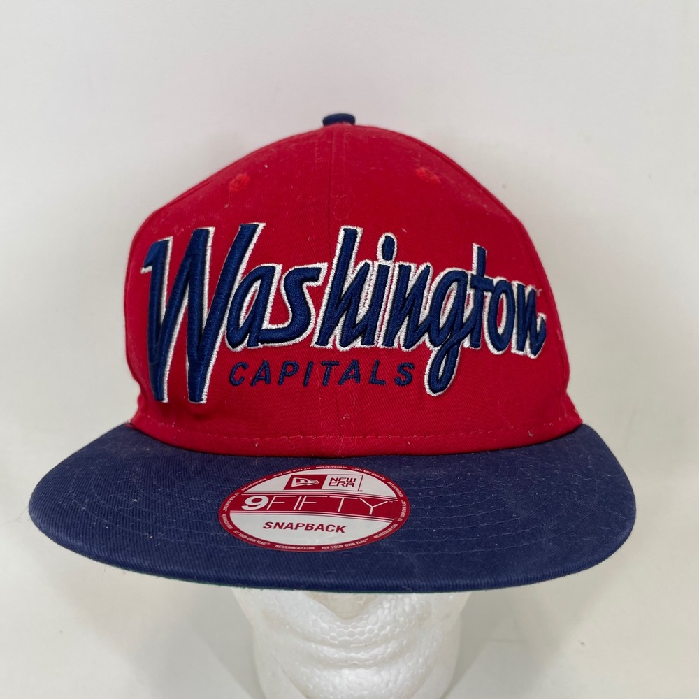 New Era 9FIFTY Washington Capitals NHL Snapback Hat Red Navy Vintage Hockey Hat
